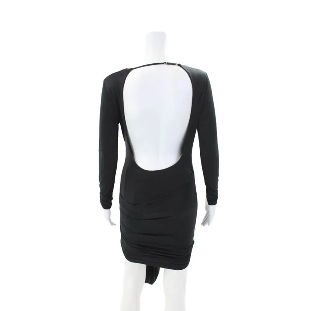 Oh Polly Womens Backless Long Sleeve Knot Detail Mini Dress Black Size 4